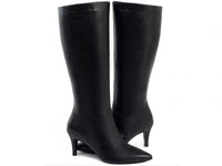 Bota Social Cano Alto Longo em Napa Preto com Zíper