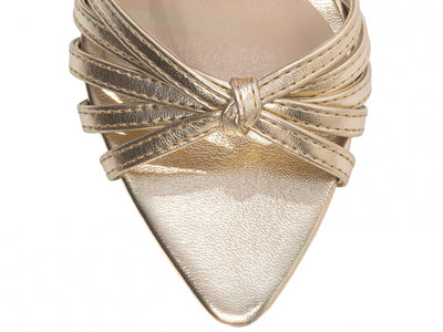 Sandália Feminina Napa Metalizada Ouro Light com Fivela Dourada