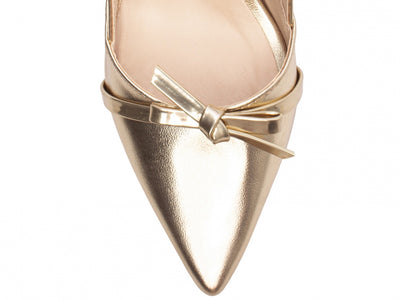 Sapato Scarpin Slingback Metalizado Dourado
