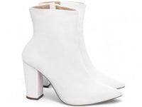 Bota Cano Curto em Napa Branco com Salto Encapado