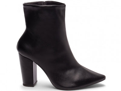Bota Cano Curto em Napa Preto com Salto de 9 cm