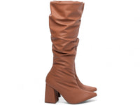 Bota Franzida Feminina em Napa Caramelo