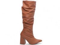 Bota Franzida Feminina em Napa Caramelo