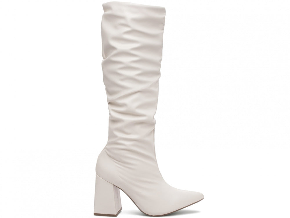 Bota Franzida Feminina Off White em Napa