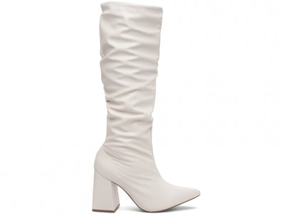 Bota Franzida Feminina Off White em Napa
