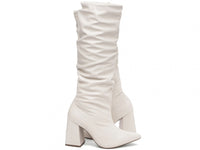 Bota Franzida Feminina Off White em Napa