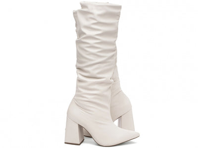 Bota Franzida Feminina Off White em Napa