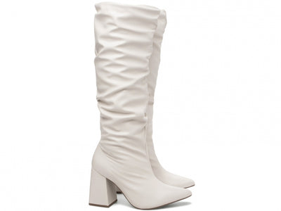 Bota Franzida Feminina Off White em Napa