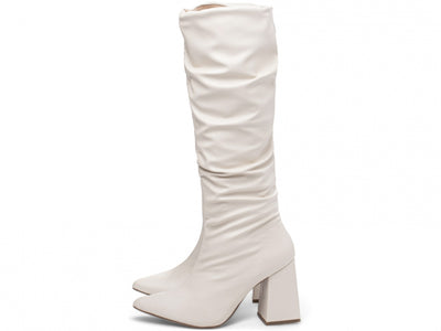 Bota Franzida Feminina Off White em Napa