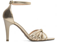 Sandália Feminina Napa Metalizada Ouro Light com Fivela Dourada
