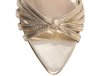 Sandália Feminina Napa Metalizada Ouro Light com Fivela Dourada