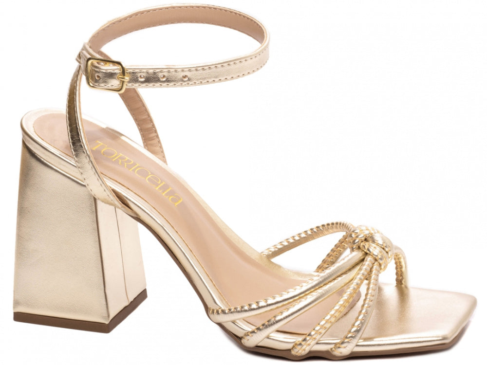 Sandália Feminina Ouro Light Metalizada com Fivela Dourada