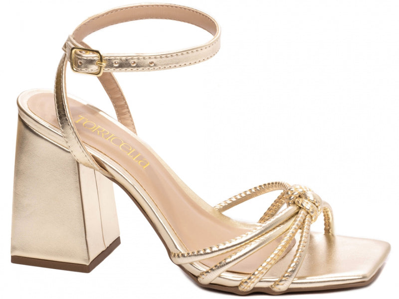 Sandália Feminina Ouro Light Metalizada com Fivela Dourada