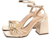 Sandália Feminina Ouro Light Metalizada com Fivela Dourada