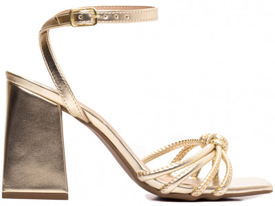 Sandália Feminina Ouro Light Metalizada com Fivela Dourada