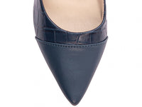 Sapato Scarpin Azul Marinho em Croco e Napa