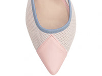 Sapato Scarpin Azul, Rosa e Branco com Fivela Dourada