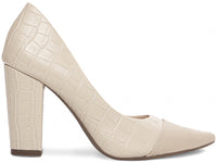 Sapato Scarpin Bege com Acabamento Croco
