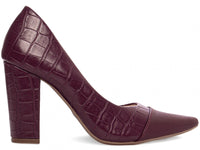 Sapato Scarpin Bordô com Textura Croco