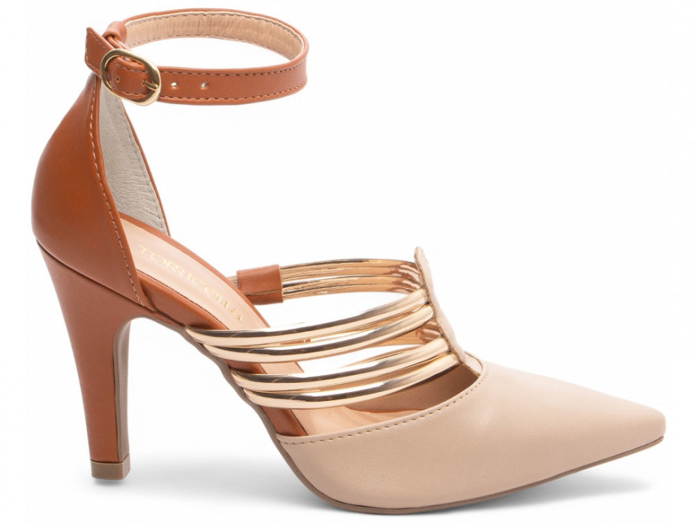 Sapato Scarpin com Tiras Douradas