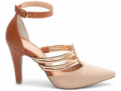 Sapato Scarpin com Tiras Douradas