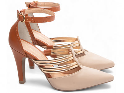 Sapato Scarpin com Tiras Douradas