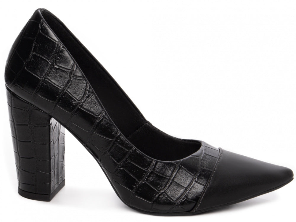 Sapato Scarpin Croco Preto