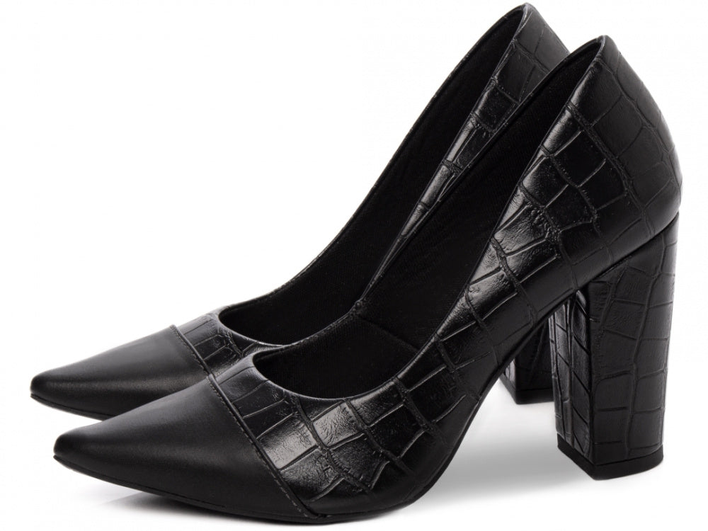Sapato Scarpin Croco Preto