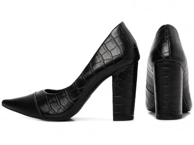 Sapato Scarpin Croco Preto