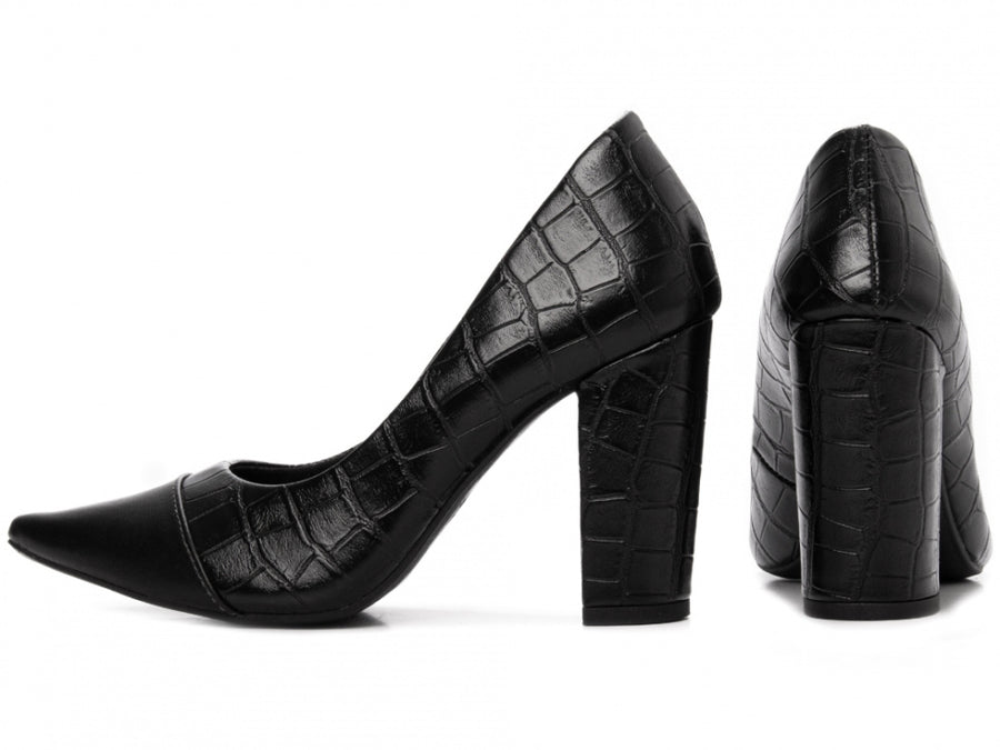 Sapato Scarpin Croco Preto