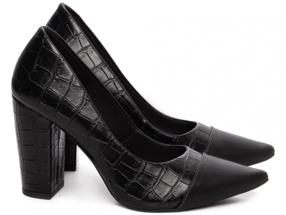 Sapato Scarpin Croco Preto