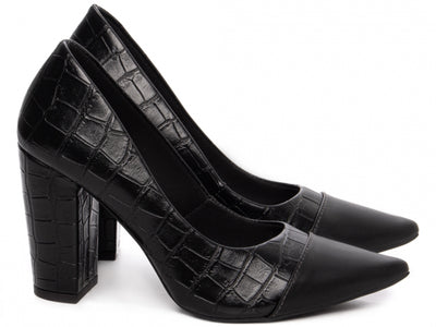 Sapato Scarpin Croco Preto