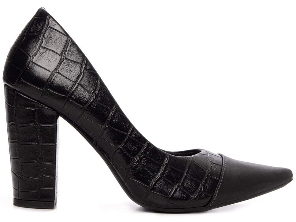 Sapato Scarpin Croco Preto