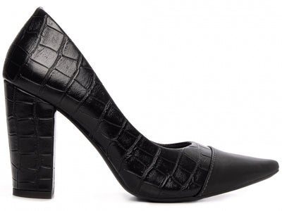 Sapato Scarpin Croco Preto