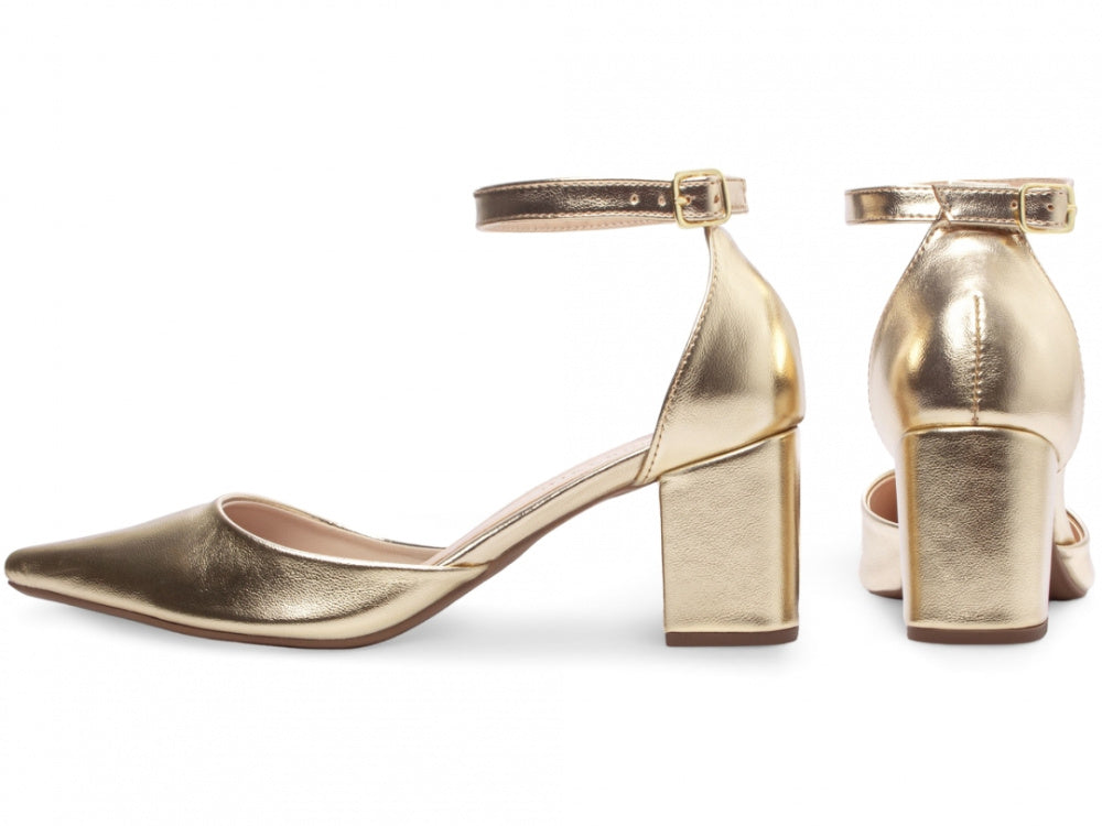 Sapato Scarpin em Napa Dourada