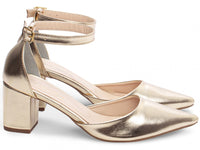 Sapato Scarpin em Napa Dourada