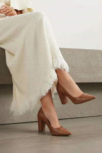 Sapato Scarpin Marrom e Caramelo com Acabamento Croco