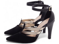 Sapato Scarpin Preto com Tiras Douradas