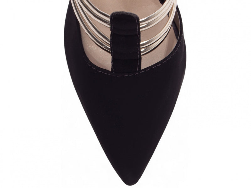 Sapato Scarpin Preto com Tiras Douradas