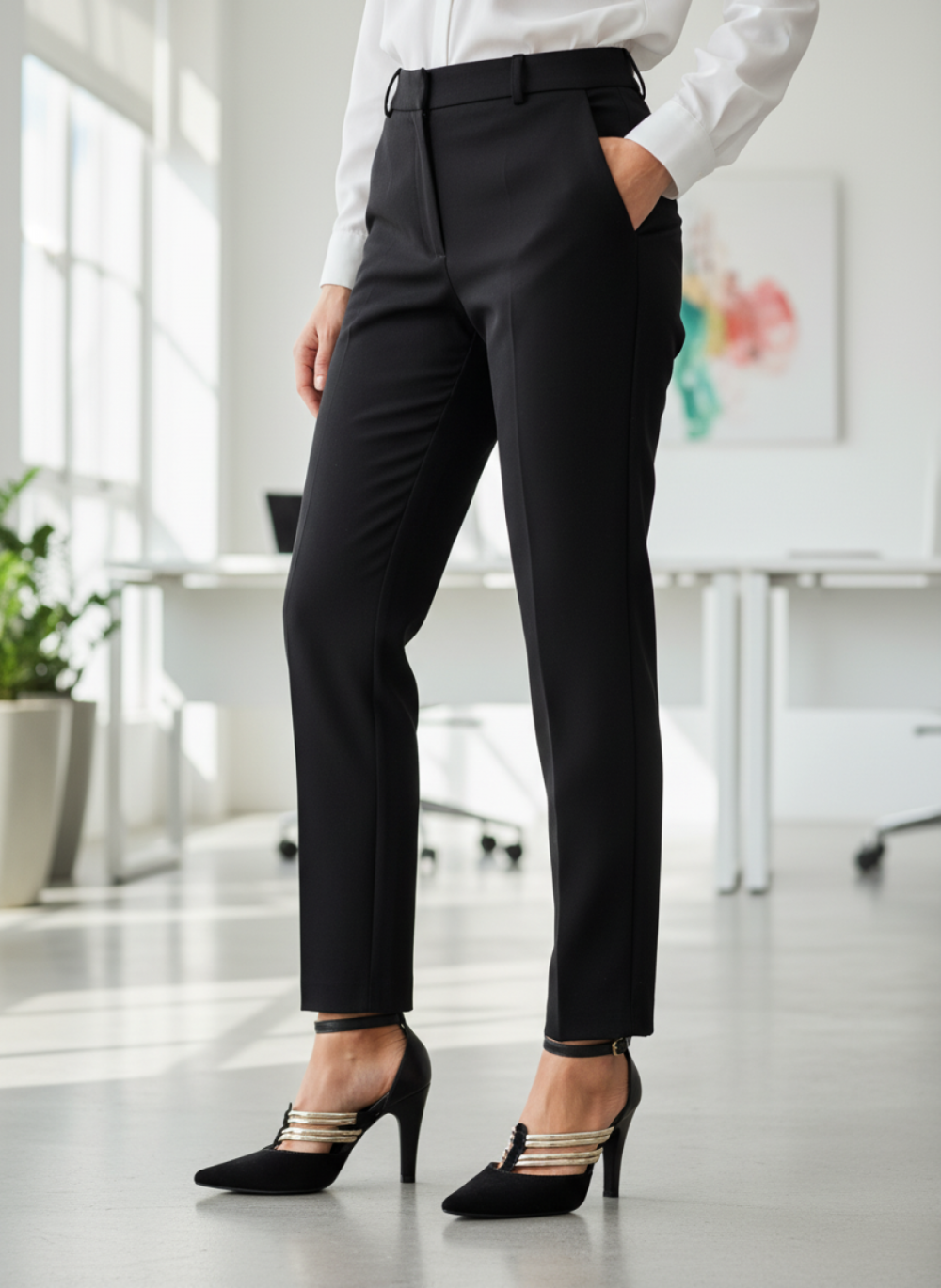 Sapato Scarpin Preto com Tiras Douradas
