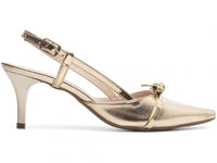 Sapato Scarpin Slingback Metalizado Dourado