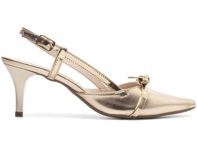 Sapato Scarpin Slingback Metalizado Dourado