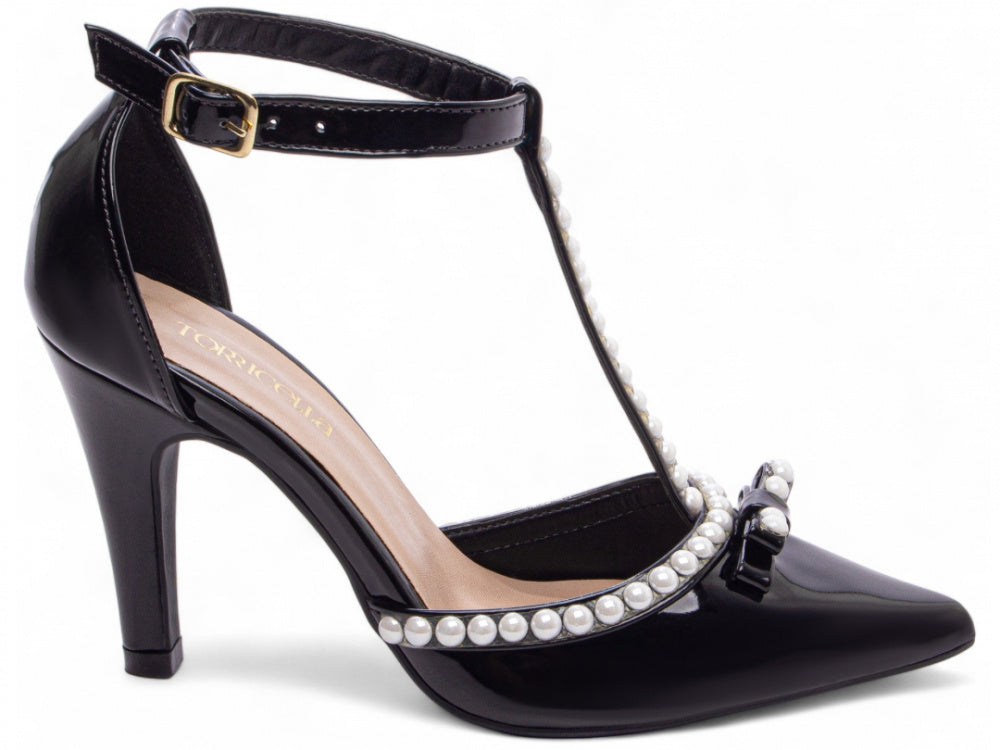 Sapato Scarpin Verniz Preto com Pérola