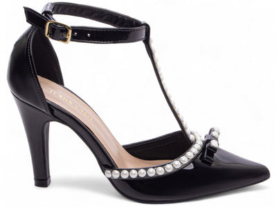 Sapato Scarpin Verniz Preto com Pérola