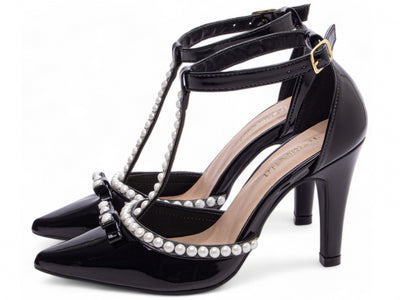 Sapato Scarpin Verniz Preto com Pérola