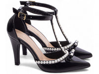 Sapato Scarpin Verniz Preto com Pérola