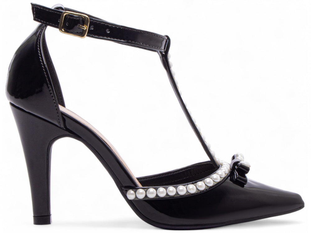 Sapato Scarpin Verniz Preto com Pérola