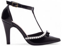 Sapato Scarpin Verniz Preto com Pérola