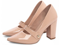 Sapato Scarpin Verniz Rose com Aplique Dourado