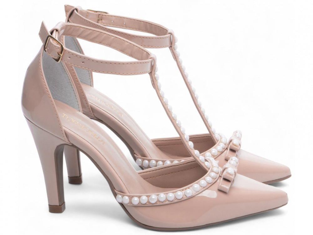 Sapato Scarpin Verniz Rose com Pérola